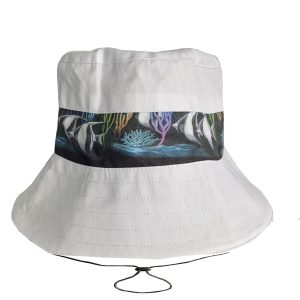 Black and White Fish Bucket Hat Adult Size